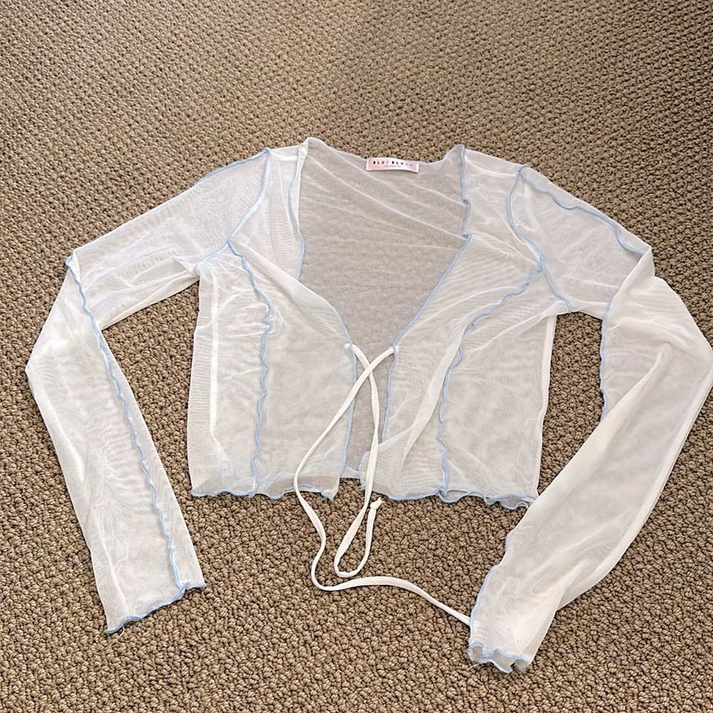 Xs sheer crop top with tie